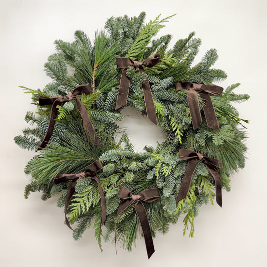 Fresh Evergreens Mocha Velvet Wreath