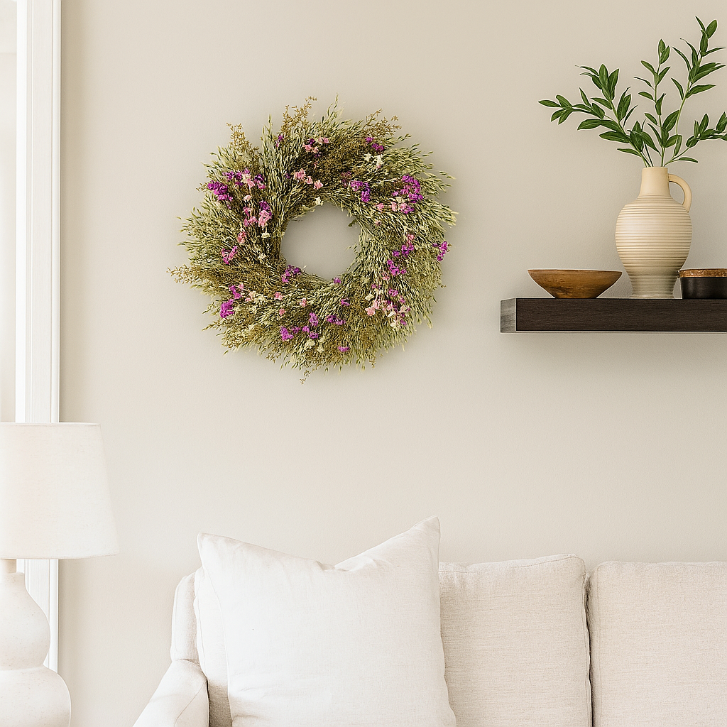 Dried Rosey Fields Wreath