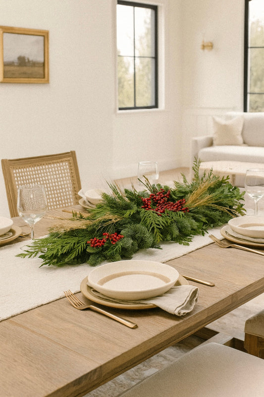 Fresh Evergreens Hearthside Wheat Mantelpiece Runner