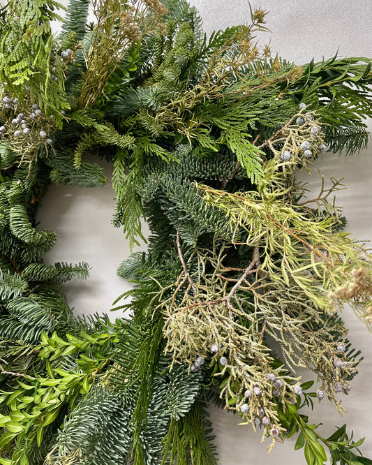 Fresh Evergreens Mountain Cedar Wreath