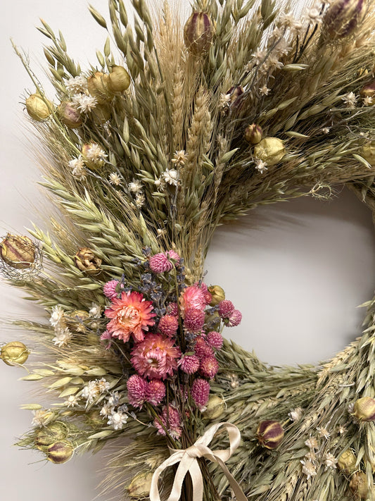 Dried Pink Keepsake Wreath