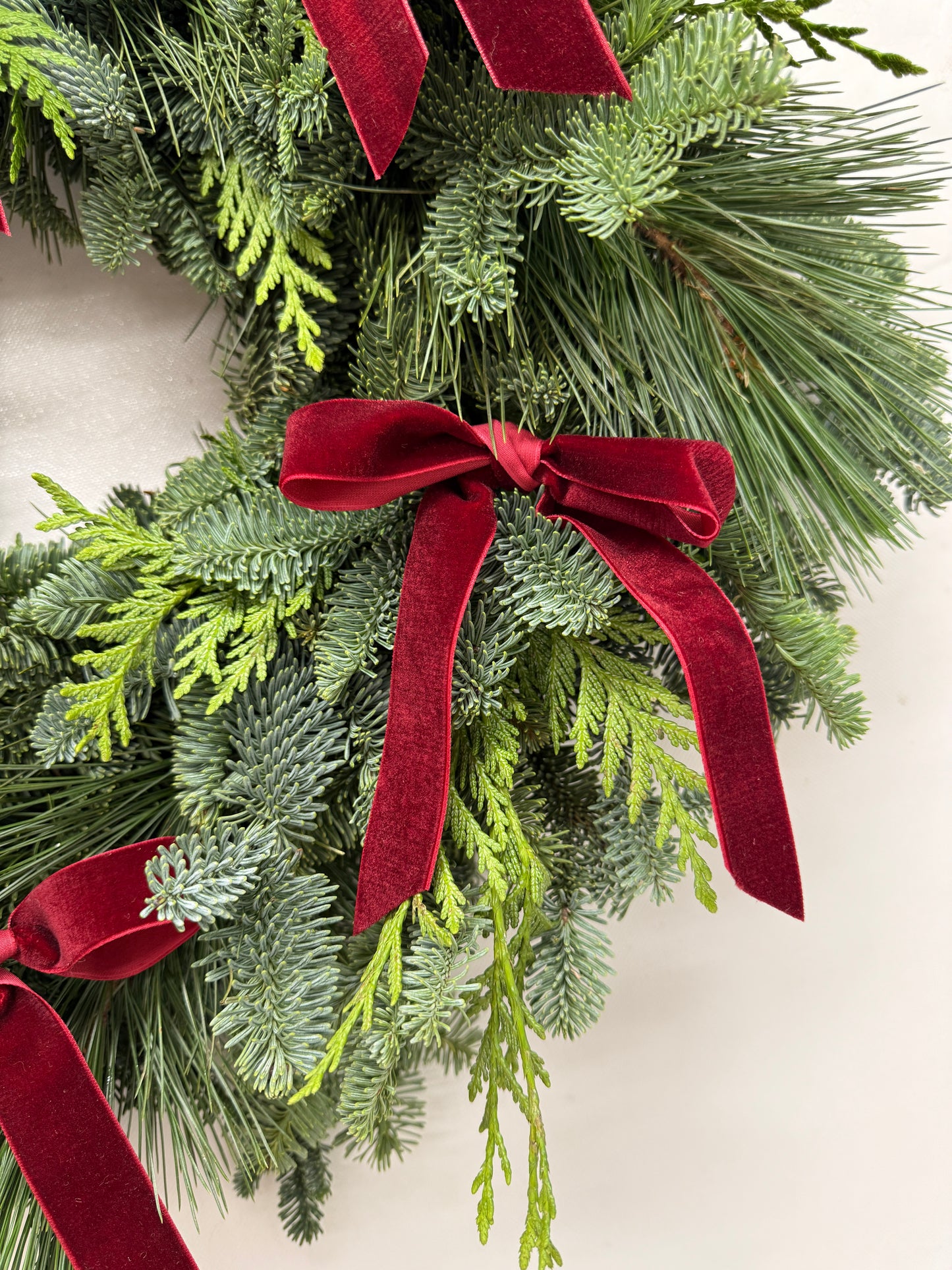 Fresh Evergreens Winter Bows Wreath