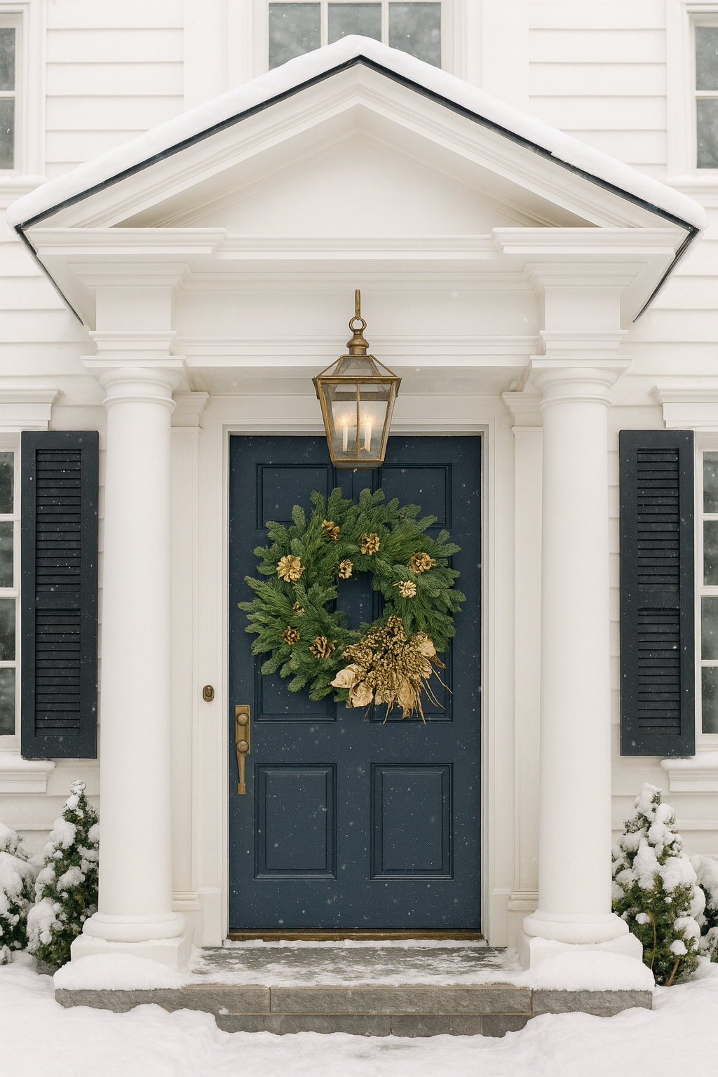 Fresh Evergreens Golden Pinecones Wreath