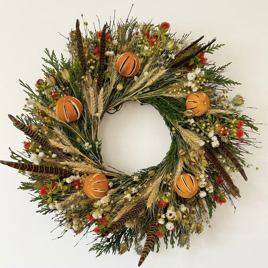 Dried Pheasant Flax Wreath