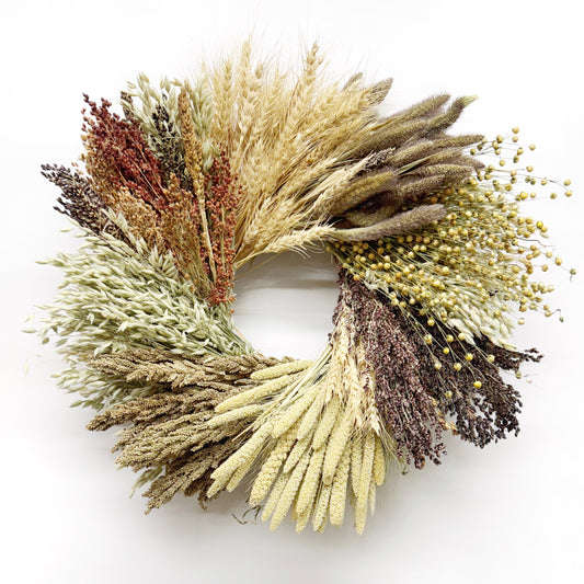 Dried Amberloft Grains Wheel Wreath