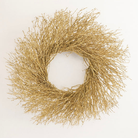Dried Quail Brush Gold Twig Wreath