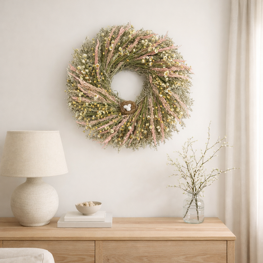 Dried Spring Easter Nest Wreath
