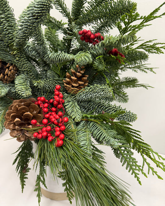 Fresh Evergreens Classic Winter Bouquet