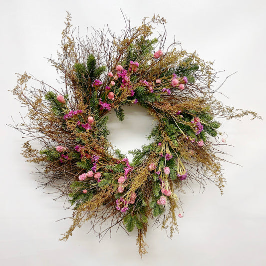 Fresh Evergreens Blushing Bramble Wreath