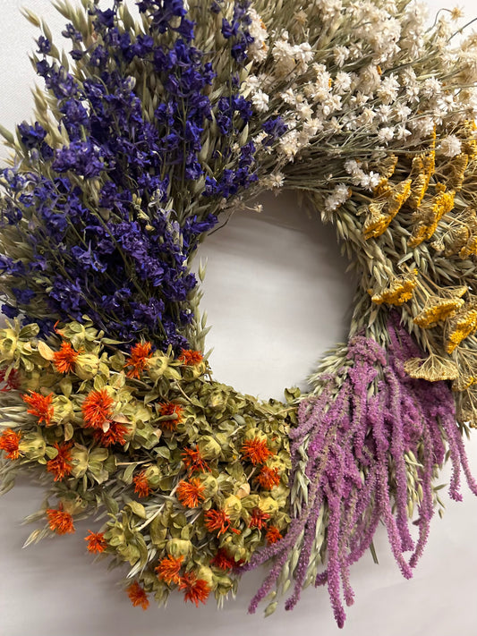 Dried Gathered Wildflower Wheel Wreath