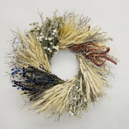Dried Amber Waves of Grain Wheel Wreath