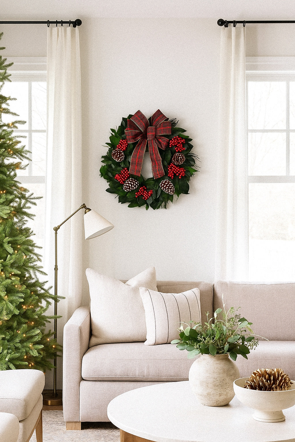 Dried and Preserved Heritage Plaid Wreath