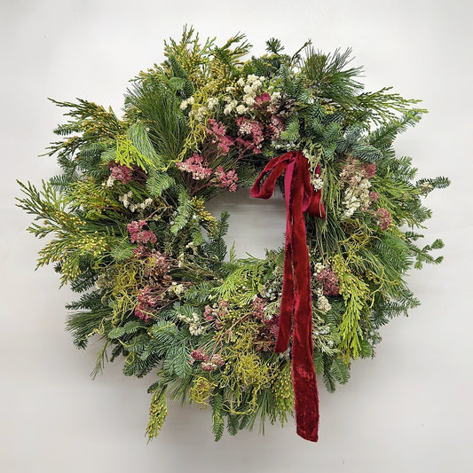 Fresh Evergreens Mossy Blush Wreath