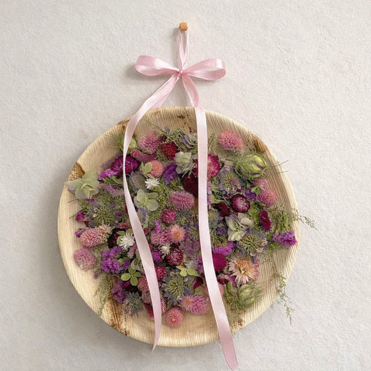 Dried Pink Floral Palm Leaf Wall Art