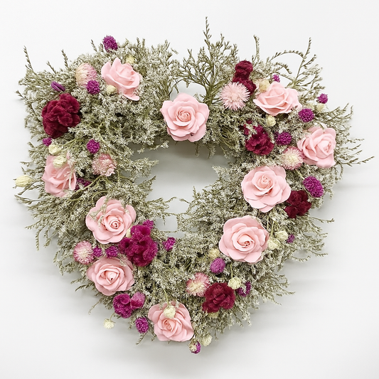 Dried Romance Blush Heart Wreath