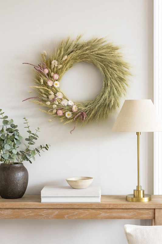 Dried Rosewater Wheat Wreath