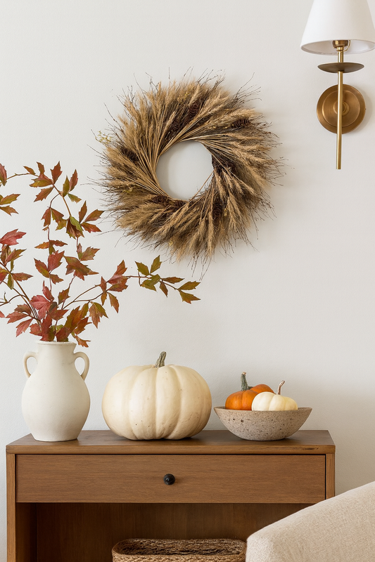 Dried Savannah Wheat and Pinecone Wreath
