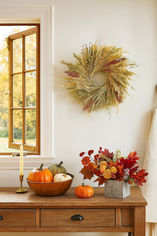 Dried Grains Farmland Wreath