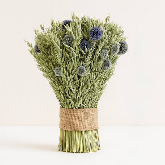 Dried Avena and Echinops Stack Centerpiece