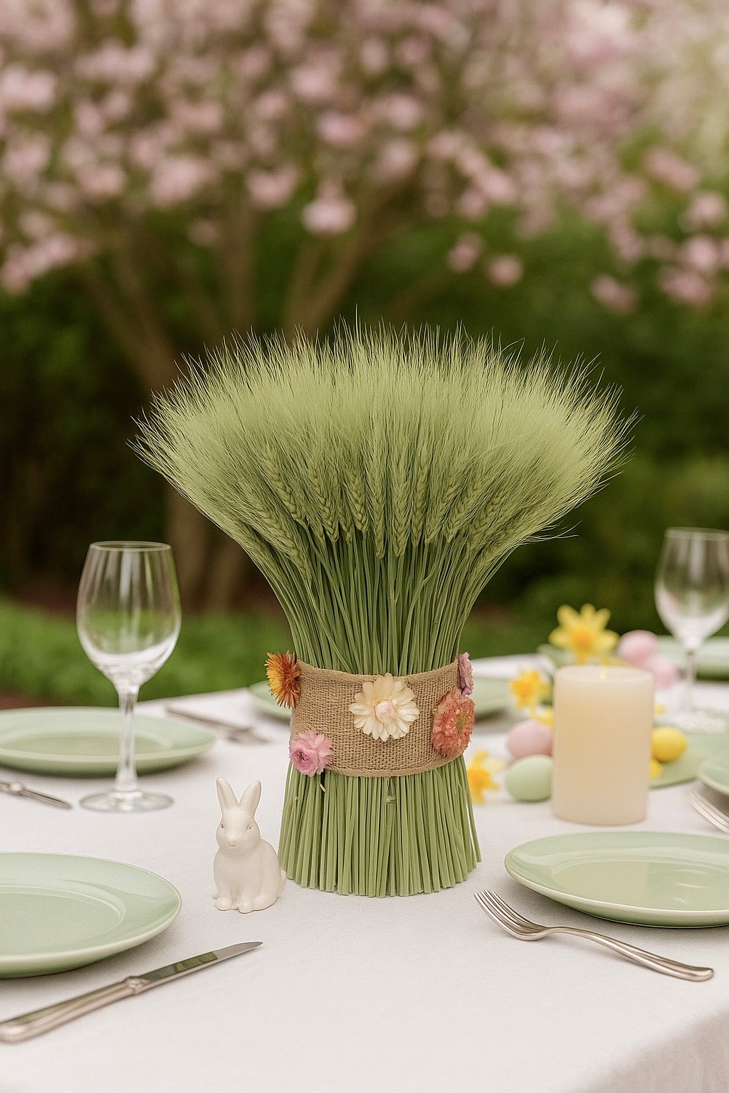 Dried Harvest Bloom Wheat Stack Centerpiece