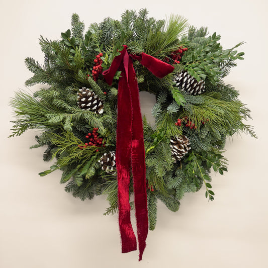 Fresh Evergreens Snow Velvet Wreath