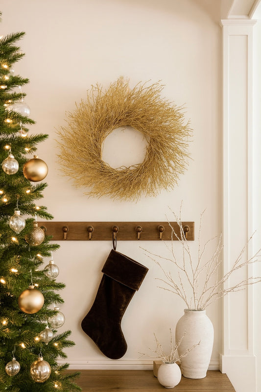 Dried Quail Brush Gold Twig Wreath