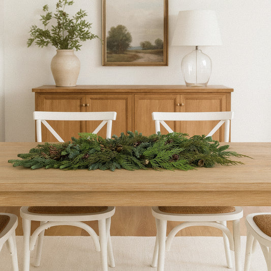 Fresh Evergreens Juniper Bells Mantelpiece Runner