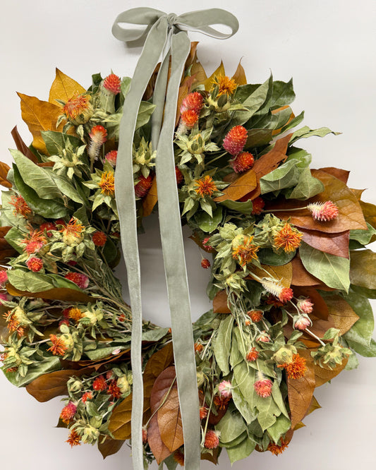 Dried and Preserved Sunset Petal Wreath