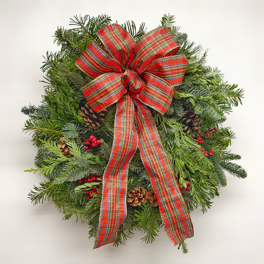 Fresh Evergreens Tartan Noel Wreath
