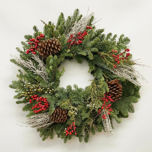 Fresh Evergreens Snowberry Wreath