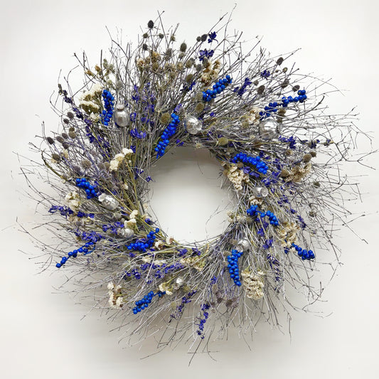 Dried Frosted Sapphire Wreath