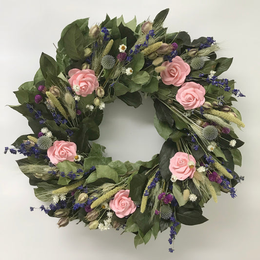 Dried and Preserved Garden Path Rose Wreath