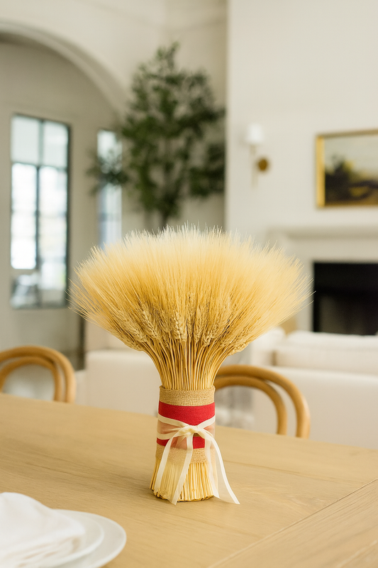 Dried Holiday Wheat Stack Centerpiece