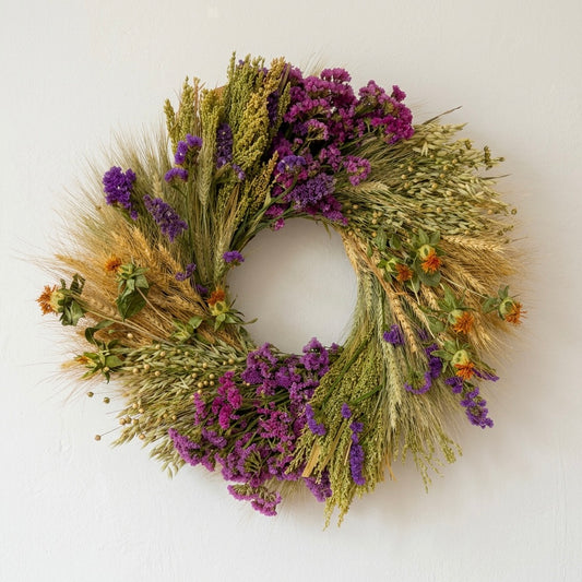 Dried Amaranthine Wheel Wreath