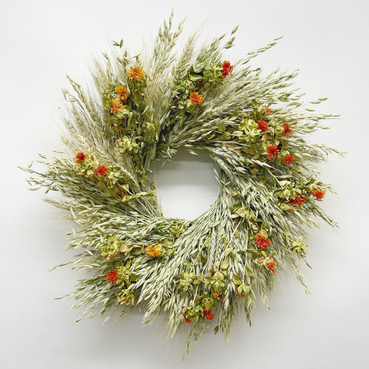Dried Safflower Field Wreath