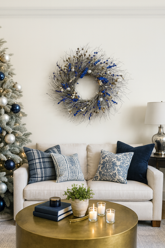 Dried Frosted Sapphire Wreath