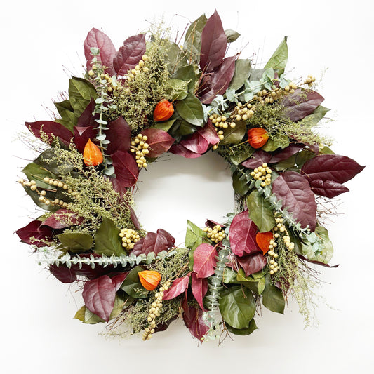 Dried and Preserved Burgundy Ballad Wreath