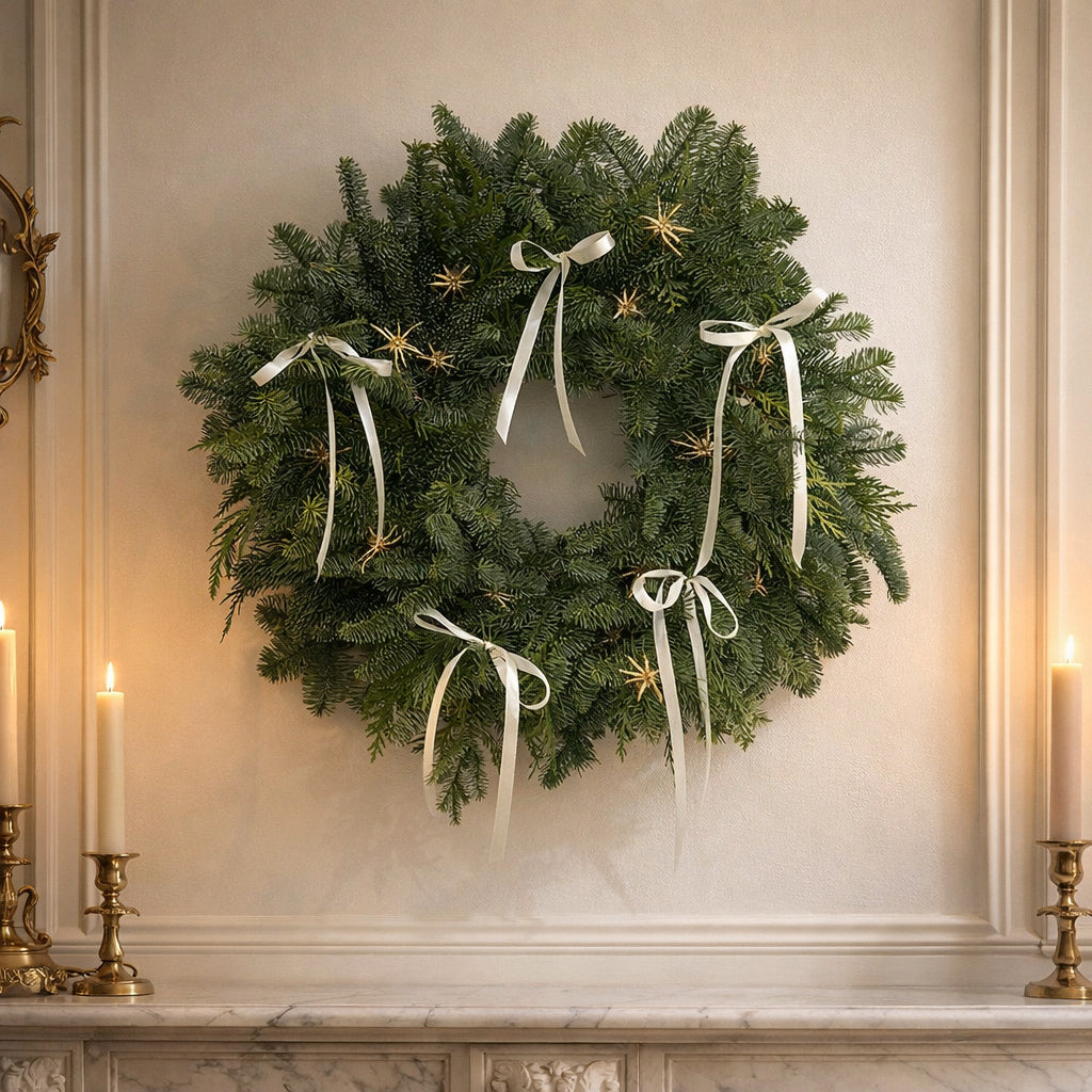 Fresh Evergreens Twinkling Bows Wreath