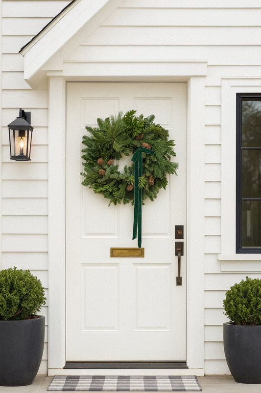 Fresh Evergreens Emerald Velvet Wreath