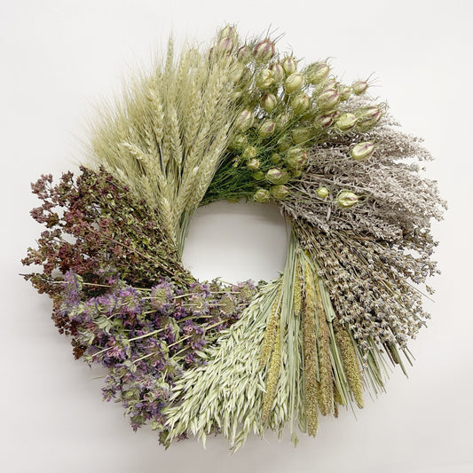 Dried Garden Pantry Wheel Wreath
