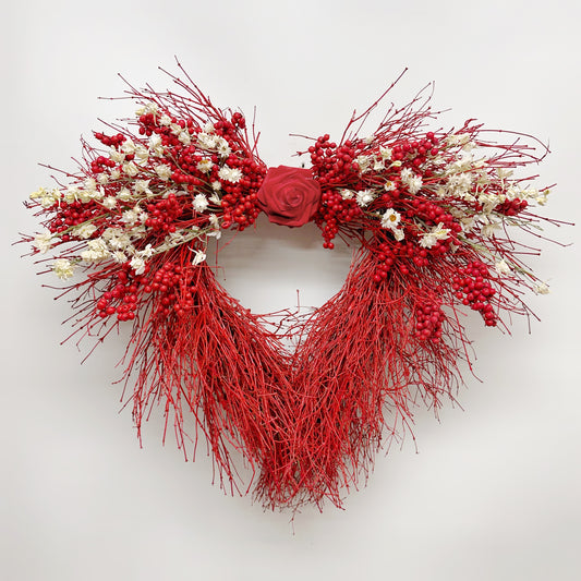 Dried Red Doily Heart Wreath