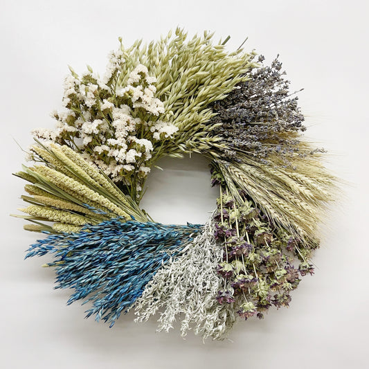 Dried Bluegrass Breeze Wheel Wreath