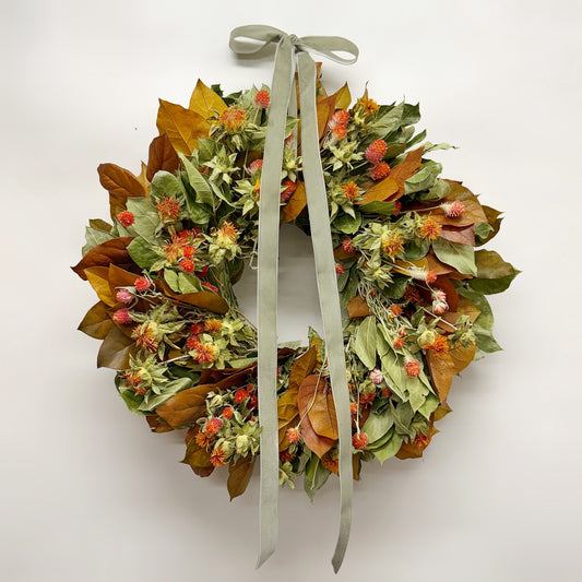 Dried and Preserved Sunset Petal Wreath