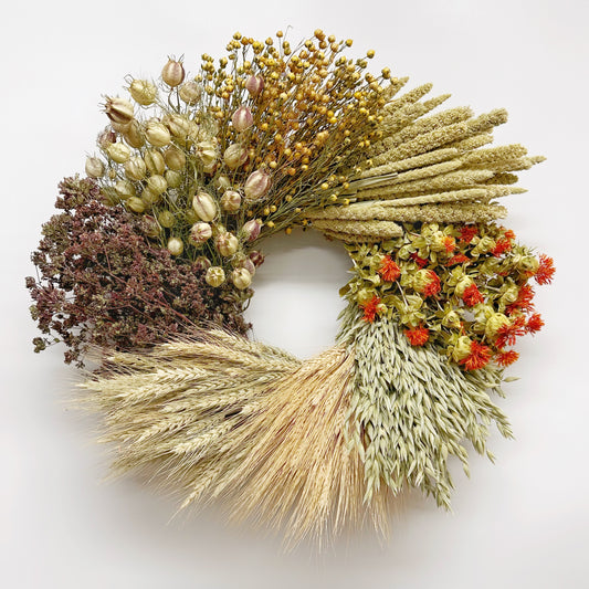 Dried Honeyvale Wheel Wreath