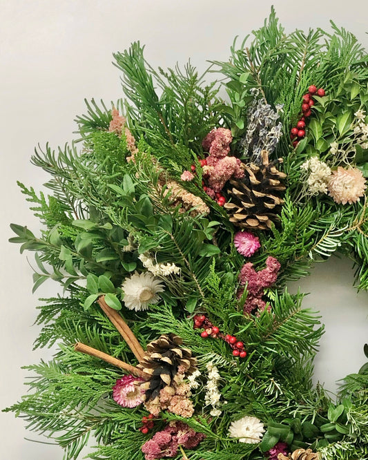 Fresh Evergreens Winter Orchard Wreath