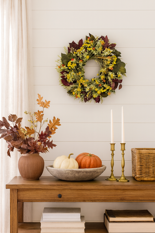 Dried and Preserved Autumn Welcome Wreath
