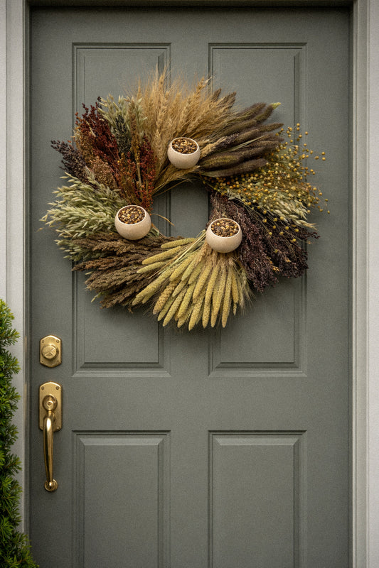 Dried Earthen Bird Feeder Wreath