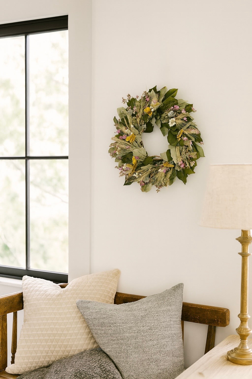 Dried and Preserved Blossom and Leaf Wreath