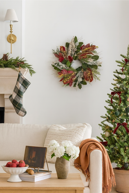 Dried and Preserved Frosted Garnet Wreath