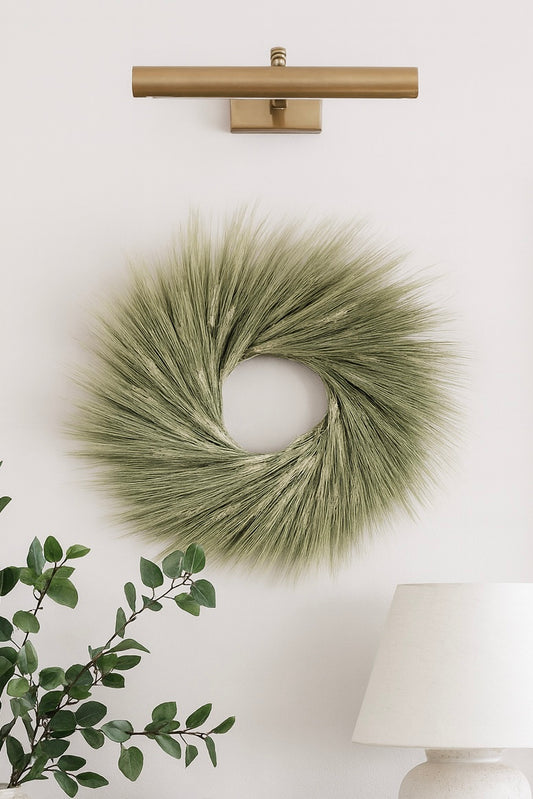 Dried Green Wheat Harvest Wreath